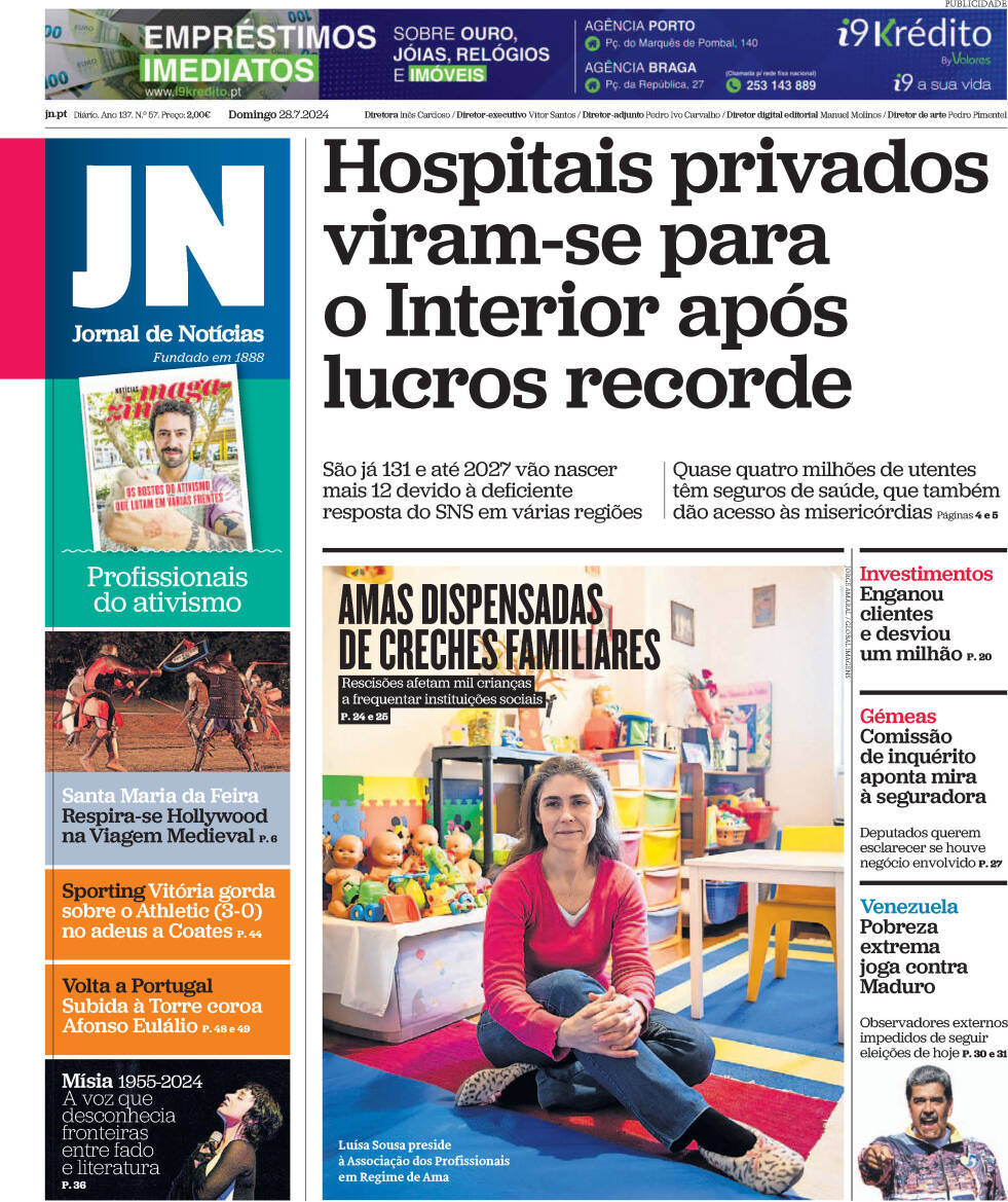 capa Jornal de Notícias