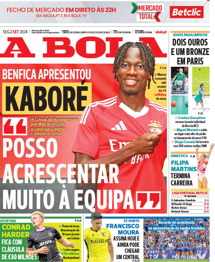 capa Jornal A Bola