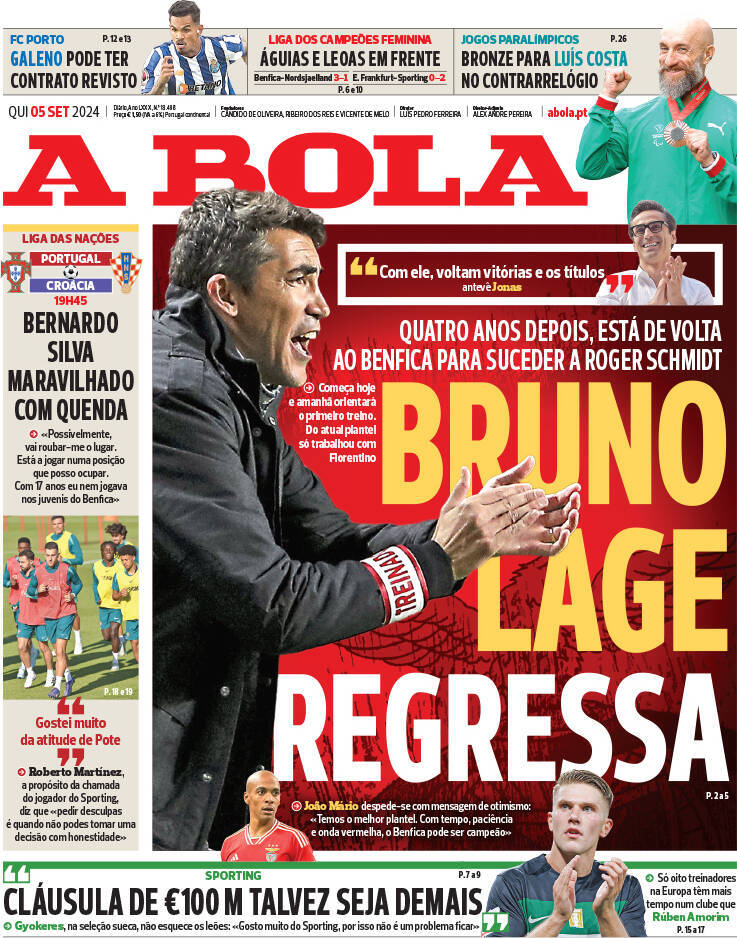 capa Jornal A Bola