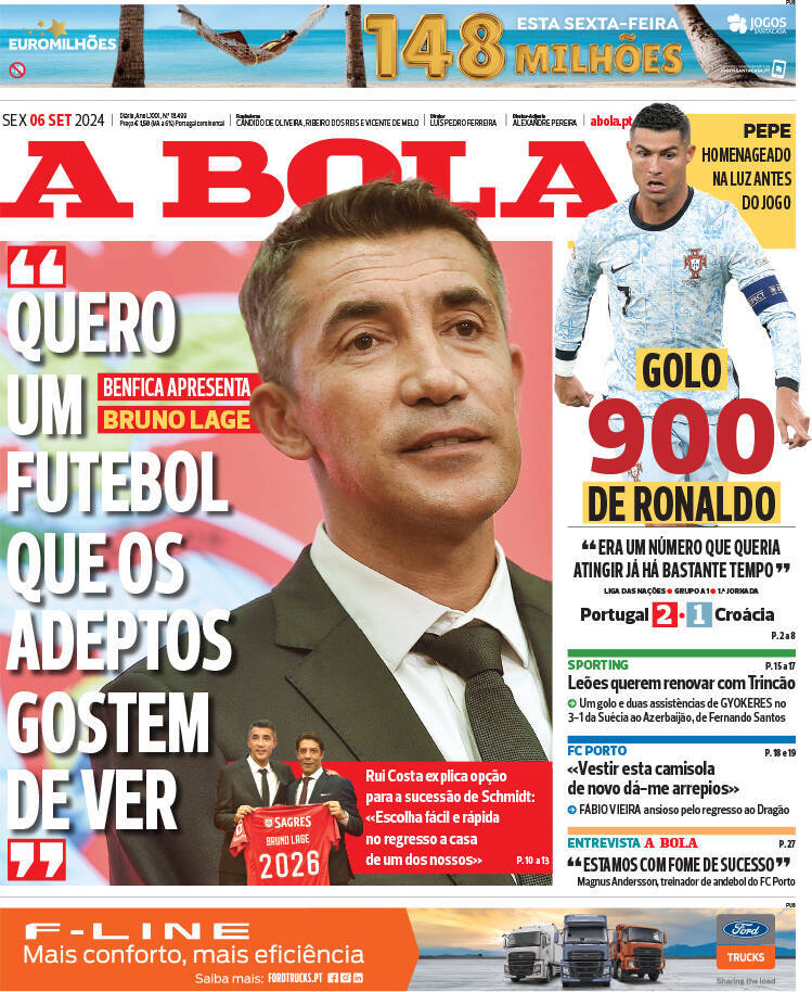 capa Jornal A Bola