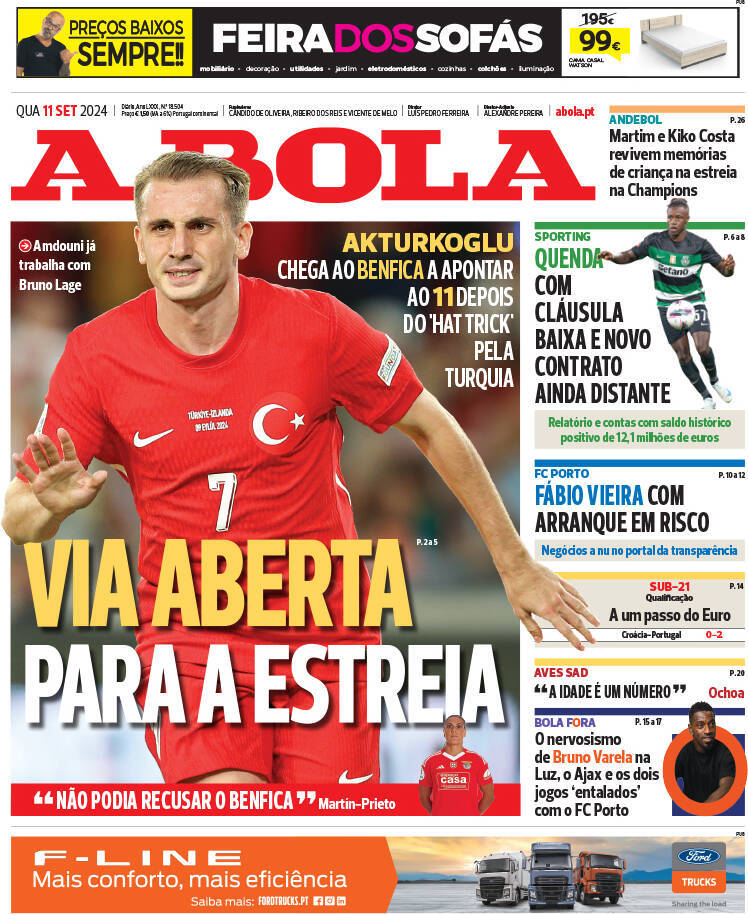 capa Jornal A Bola