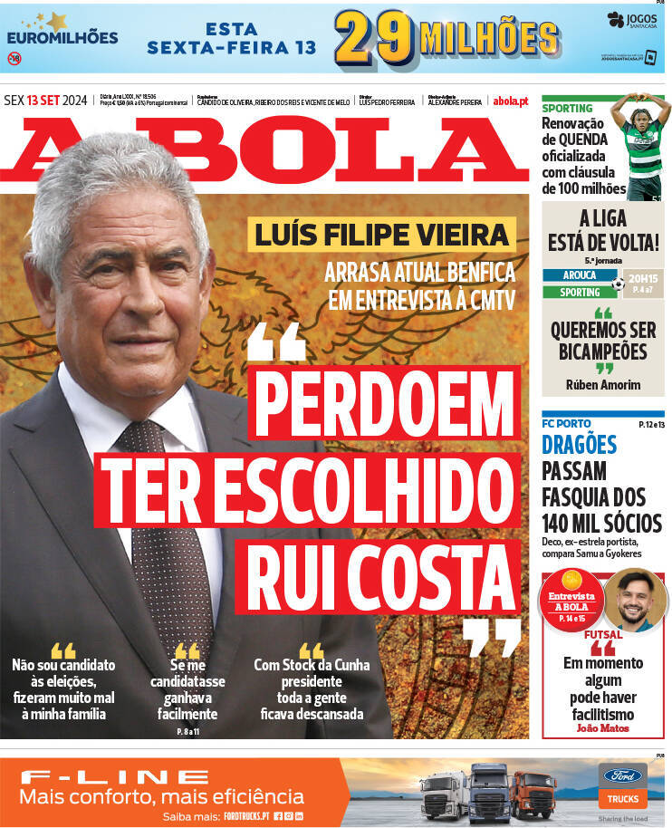 capa Jornal A Bola