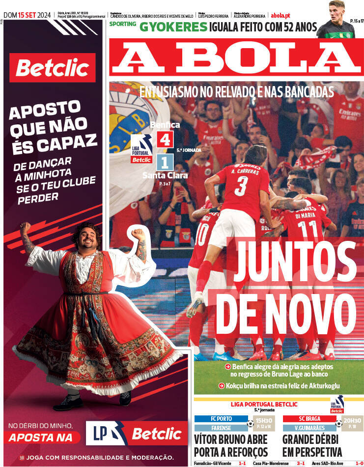 capa Jornal A Bola