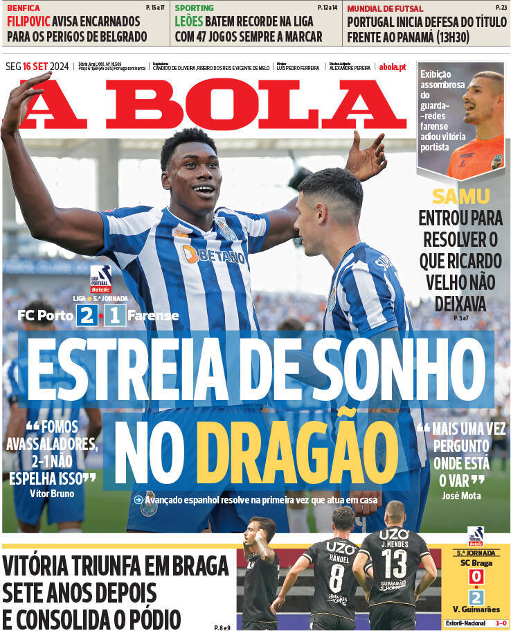 capa Jornal A Bola