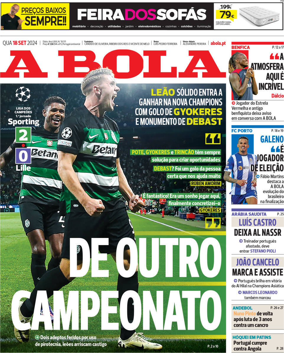 capa Jornal A Bola