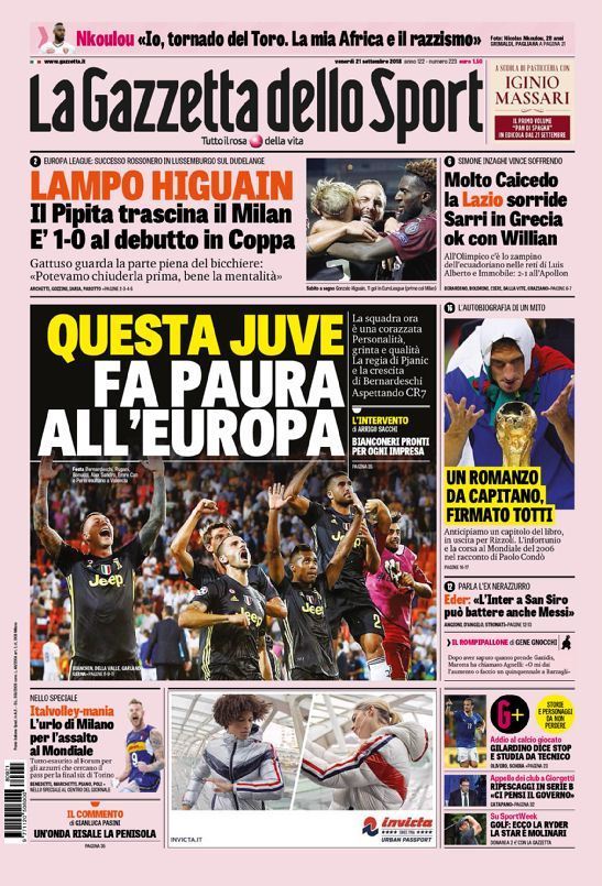 capa La Gazzeta dello Sport